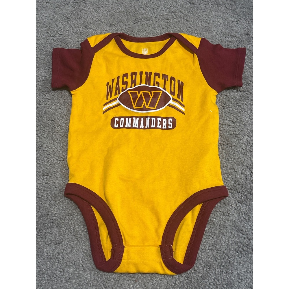 NFL Washington Commanders Baby Bodysuit Gold Burgundy Short Sleeve 18 monthsNWOT